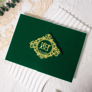 Aiyida – Étui en velours pour carte d'invitation, avec logo personnalisé en feuille d'or acrylique, style européen, pour cartes de vœux de mariage - Product Image 4