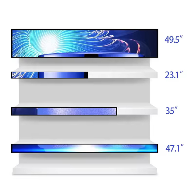 Custom OEM Stretch Bar LCD 4K Touchscreen Ultra Wide Shopping Mall Advertising Display with SDK 19 23 24 28 34 43 86 Inch