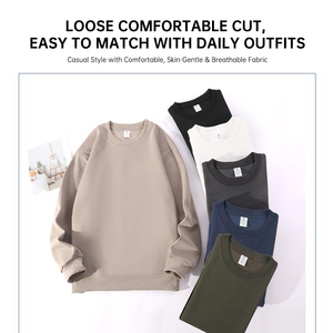 Warm Fleece Lined Crew Neck <b>Sweatshirt</b> Skin Friendly Cold Proof Long Sleeve Solid Color Casual Top - Product Image 1