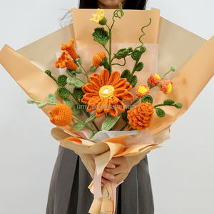  Ramos De Wholesale ดอกกุหลาบถักโครเชต์ <span class=keywords><strong>ดอกไม้</strong></span>ประดิษฐ์ถาวร ช่อดอกไม้ถักสำเร็จรูป ของขวัญวันแม่ - Product Image 2