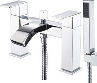 Robinets de bain noirs avec douche, mitigeur de baignoire de salle de bain cascade robinet à double levier avec pommeau de douche à main