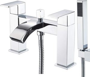 Black <strong>Bath</strong> <strong>Taps</strong> with <strong>Shower</strong>, Waterfall Bathroom Bathtub Mixer <strong>Tap</strong> Dual Lever <strong>Tap</strong> with Handheld <strong>Shower</strong> <strong>Head</strong> - Product Image 5