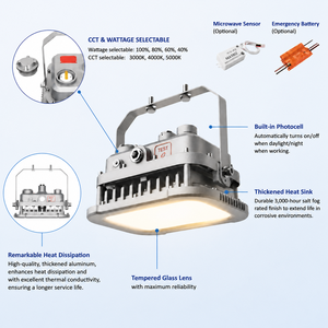 ไฟ LED ป้องกันการระเบิดสำหรับปั๊มน้ำมัน 60W 100W 200W IP66 160LM/W ระดับ Class III Class I Div 2 สำหรับพื้นที่อันตราย ไฟส่องสว่างหลังคา - Product Image 6