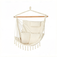 Fauteuil suspendu pliable en macramé avec coussin en tissu et toile, confort bohème pour l'extérieur