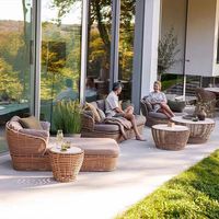 Ensemble de canapés d'extérieur en rotin PE moderne, structure en aluminium avec coussins imperméables, meubles en osier pour patio, balcon, villa