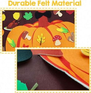 Fall Thanksgiving Felt Craft Kit - DIY Turkey Pumpkin Felt Set with 34 Pcs Detachable Fall Maple <b>Leaves</b> Squirrel Pine Cones - Product Image 4