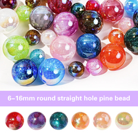 Perles rondes en acrylique scintillantes Galaxy 8mm 10mm 12mm 16mm, effet Aurore AB, perles en vrac pour bracelet, chaîne de téléphone, porte-clés, stylo - Vente en gros