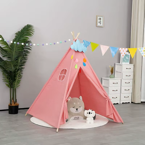 Factory Wholesale High Quality Summer Oxford <b>Children</b> Play <b>Tent</b> Wood Frame Breathable Single Layer Beach & Indoor Party Use - Product Image 1