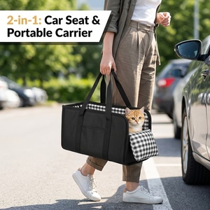 Sac de transport portable 2-en-1 pour animaux de compagnie, siège auto, sac de voyage respirant en tissu Oxford pour chiens et chats, grande capacité, sac de transport surélevé - Product Image 1