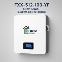 Batterie LiFePO4 murale 51,2 V 100 Ah 5,12 kWh, puissance nominale 2,56 kW, 6000 cycles, communication CAN RS485 RS232, protection IP21
