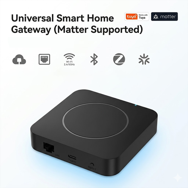 Wired Matter Gateway Tuya Zigbee 3.0 Thread Multi-Protocol Hub Dual Uplink Smart Home Bridge for Apple Homekit Alexa Google