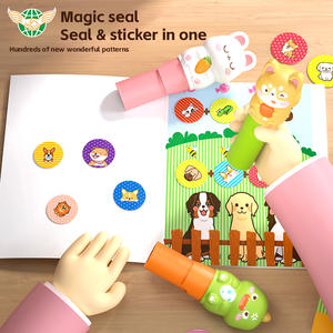 गर्म बिक्री शैक्षिक खिलौने बच्चे डिय खिलौना स्टांप सील पेन प्यारा जादू पुनः प्रयोज्य स्टिकर स्टाम्पर सेट टॉय - Product Image 4