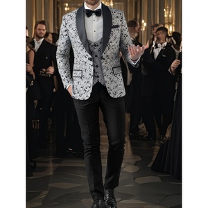 3-Piece Men's Business <b>Suits</b> Set Customized Colors Jacquard Notched Collar Breathable Italian/British Anti-Wrinkle Casual Life - Product Image 6