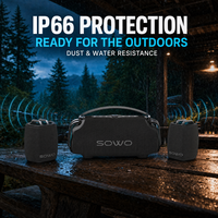 Système de haut-parleurs de cinéma maison sans fil SOWO 2.1 Son Surround 110W, Ensemble de haut-parleurs de fête étanches pour extérieur LE Auracast avec synchronisation sans coupure