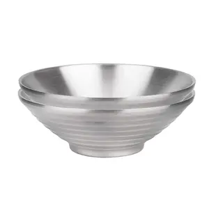 Heat insulated Metal Pho Bowls Restaurant Serving Bowl Double wall Stainless steel Ramen Bowls