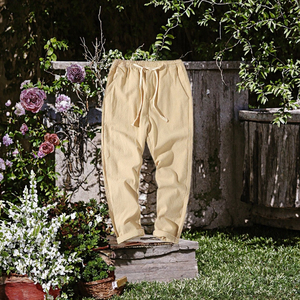 Men <b>Linen</b> Cotton Casual <b>Trousers</b> Drawstring Waist Lightweight Summer Pants Large Size cotton pants low price apparel fitness men - Product Image 2