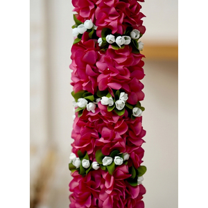 Guirlande de fleurs artificielles roses avec clochettes dorées, toran décoratif suspendu pour mariage, festival, maison, temple - Product Image 5