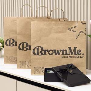 ถุงกระดาษคราฟท์สีน้ำตาลคลาสสิกพิมพ์ลายตามสั่ง พร้อมหูหิ้วแบบเกลียว สำหรับใส่เสื้อผ้าและรองเท้า เป็นมิตรกับสิ่งแวดล้อม เหมาะสำหรับใช้เป็นถุงของขวัญหรือถุงช้อปปิ้ง - Product Image 4