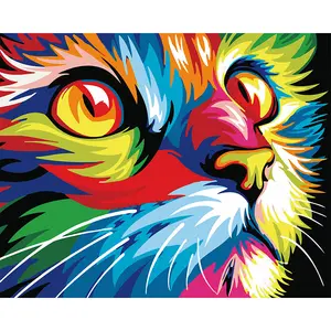 Amazon vendita calda 40x50cm parete fai da te animale lupo cane gatto pittura a olio per numero Kit con cornice e tela professionale