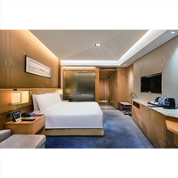 IDM Fabrik Massivholz Öko-Freundliches Hotel-Schlafzimmer-Möbelset Queen-Size-Bett Leder-Ottoman Maßgefertigte Größen für Apartment-Nutzung