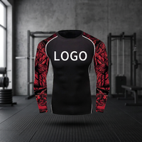 Rash Guard BJJ Grappling MMA Jiu Jitsu No-Gi UFC Kaos Lengan Panjang Kompresi UPF50+ Bernapas