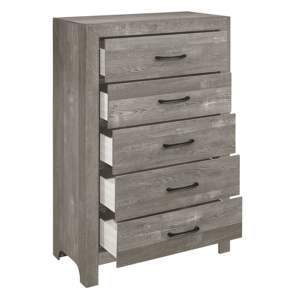 DB Rustic Design 1pc Gray Chest <b>with</b> <b>Storage</b> <b>Drawers</b> <b>Black</b> Metal Hardware Bedroom Furniture - Product Image 3