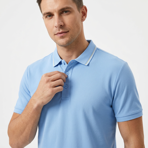 Custom Logo Men's <b>Polo</b> <b>Shirt</b> 100% Cotton Knitted Short Sleeve Anti Wrinkle Golf Training Wear - Product Image 6