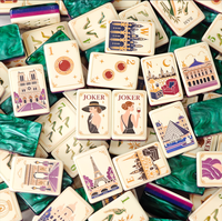 Jeu de Mahjong Américain 160 Tuiles Acryliques Thème Paris Romance Tour Eiffel Chic Femme Cadeau Vente en Gros Prêt à Expédier Livraison Rapide