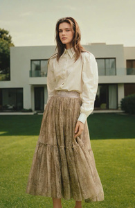 Jupe décontractée élégante en mousseline de soie à imprimé crépuscule Collection d'automne Taille tombante Services ODM pour femmes Fabriqué au Vietnam - Product Image 3