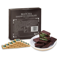 Premium Bittersweet Milk Chocolate Solid Fruit Matcha Sandwich Chip Candy Chocolate Bars Square 60g Box Packaging 48 Pieces