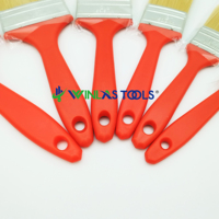 Pinceau à peinture mural économique WINLASTOOLS multi-tailles à poils naturels avec manche en plastique rouge, garantie 3 ans, qualité industrielle et DIY