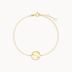 Pulsera Ajustable CANNER de Plata de Ley S925 Chapada en Oro de 18k con Doce Constelaciones, Doce Meses y Circonitas 5A en Forma de Disco Pequeño - Product Image 1