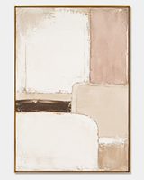 Peinture murale abstraite minimaliste de luxe, toile texturée beige, peinture à l'huile, géométrique moderne, taille personnalisée, cadre en bois fait main, hôtel