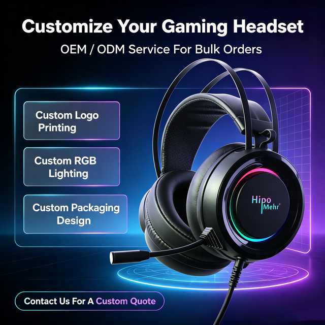 OEM ODM Wired RGB Gaming Headset with 3.5mm USB Over-Ear Headband & Microphone
