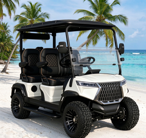 Voiturette de golf électrique GRENTEK blanche 4 places avec pneus tout-terrain, buggy de golf surélevé - Product Image 6