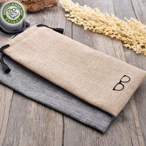 Nhà Máy Giá OEM ODM Khách Hàng Logo Kính Túi Xách Tay Lanh Mềm Dây Rút Linen Vải Kính Túi Kính Râm Túi - Product Image 5