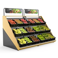 Op Maat Gemaakte Metalen Displayrek Supermarkt Groente En Fruit Planken Met Billboard Top