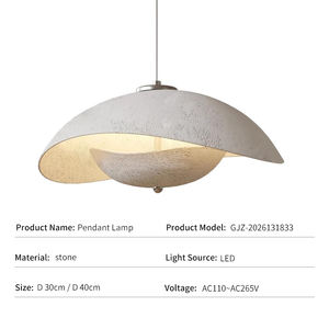 <span class=keywords><strong>Suspension</strong></span> moderne Wabi Sabi pour salle à manger, texture pierre blanche, design artistique LED, lampe suspendue créative en forme de coquille d'huître - Product Image 4