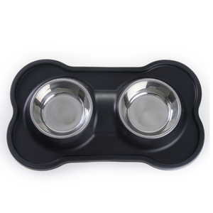 Double Dog <span class=keywords><strong>Bowl</strong></span> com tigelas removíveis de aço inoxidável, Food Grade Silicone Base para viagens e uso doméstico, logotipo personalizado aceitável - Product Image 2
