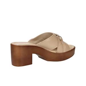 Sandali con Tacco Cinzia Soft Donna, Mules Beige con Plateau e Dettaglio Catena - Product Image 4