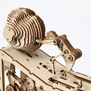 ของเล่นตัวต่อไม้แบบกลไก <span class=keywords><strong>Sisyphus</strong></span> Kinetic Sculpture-DIY พร้อมลูกบอลกลิ้งและระบบเฟือง | ของตกแต่งโต๊ะทำงานเพื่อคลายเครียด - Product Image 4