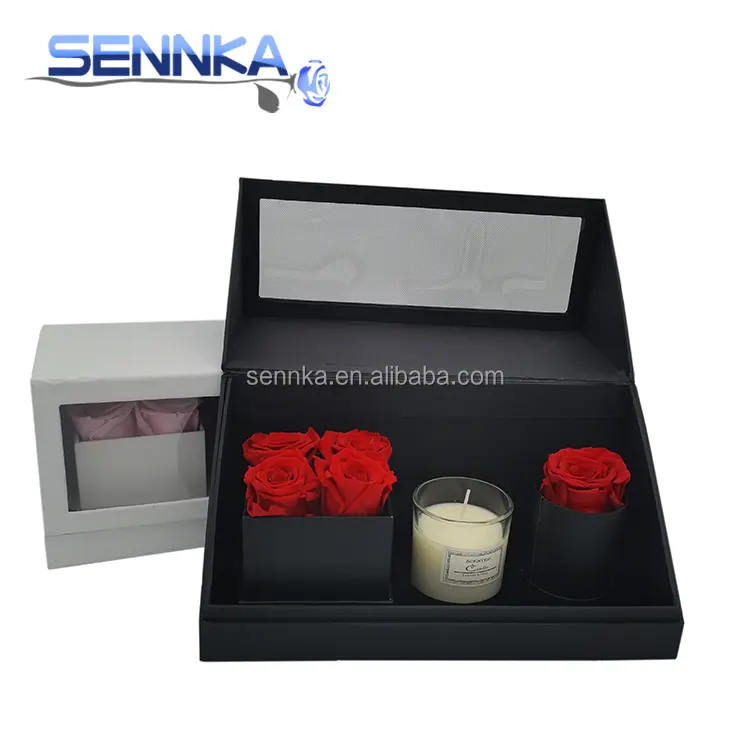 Wholesale preis professionelle hersteller 2021 heißer verkauf kerze handgemachte konservierte blume rose in einzigartige box
