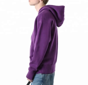 Sudadera con <span class=keywords><strong>Capucha</strong></span> Personalizada con Logotipo, 100% Algodón, Cierre Completo, Color Morado Sólido, con Bolsillos, Estilo Hip Hop Casual para Hombre - Product Image 3
