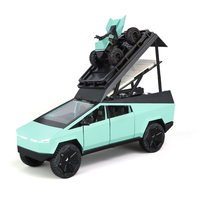 Modèles de voitures à l'échelle 1:24, Cyber Pickup Camping RV, voiture miniature en métal, jouet pour enfants, voiture avec moto