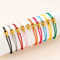 Bracelet tressé réglable en acier inoxydable avec double anneau, style corde, pour femmes et hommes