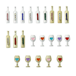 Bonito vinho unhas designer garrafa cap prego charme metal 3D decoração rhinestone vinho unhas coloridas - Product Image 2