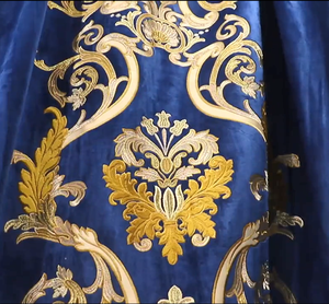 ผ้าม่านปักลายหรูหรา คุณภาพสูง ผ้ากำมะหยี่ฮอลแลนด์ ทอสำหรับหน้าต่าง ผ้าม่านครัวลายดามัสก์ ตกแต่งครัวสไตล์ตุรกี 50 เมตร - Product Image 2