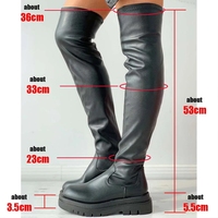Fabricant personnalisé personnalisé hiver nouvelle arrivée femmes botte en cuir PU noir plate-forme haute 5.5cm talon femmes cuissardes botte