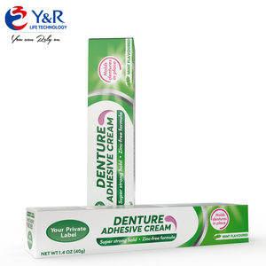 Adhésif pour prothèses dentaires imperméable sans zinc, tenue extra forte pour la prothèse supérieure, saveur menthe, crème adhésive pour prothèses dentaires - Product Image 1