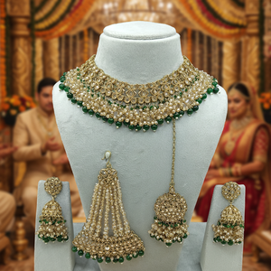 Royal White Alloy Ethnic Pearl Kundan Bridal <b>Set</b> Heavy <b>Gold</b> Plated Choker Handcrafted Engagement Wedding Anniversary Party Gift - Product Image 3